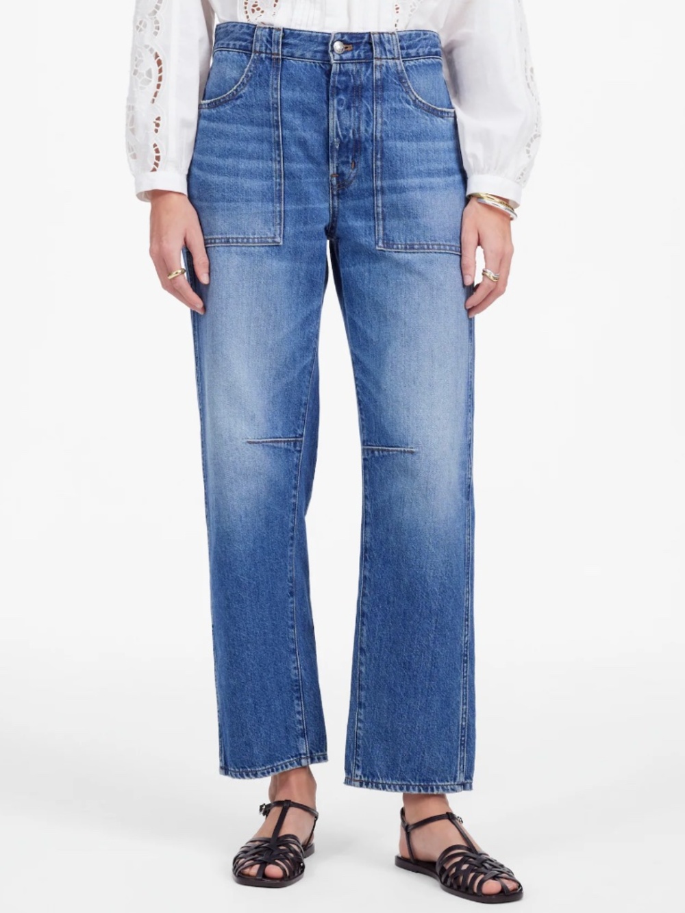 NWOT Madewell  The Darted Barrel-Leg Jean Kingsmark Wash Rigid Size 32